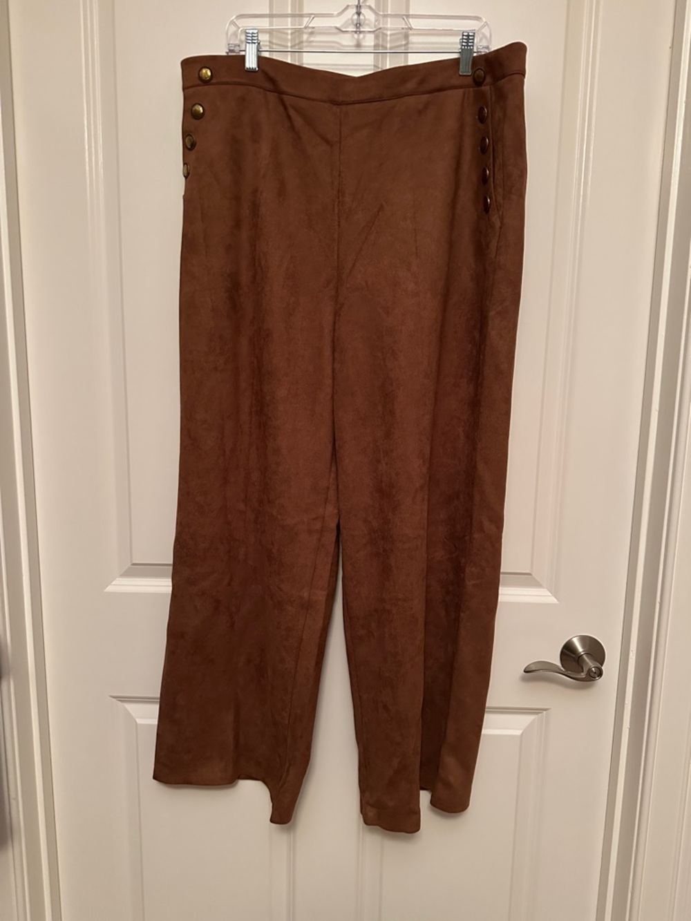Cider Wide-Leg Faux Suede Pants in Brown 1X